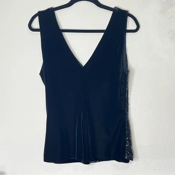 Bailey 44 Eva Sequin Velvet Surplice Wrap Tank Top Large Black Sparkly Sexy - Picture 5 of 16
